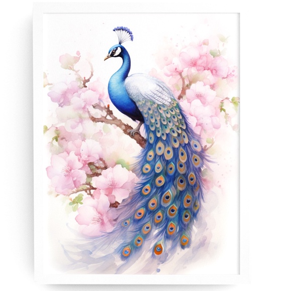 Creative Path Studios Other - Watercolor Peacock Wall Art Illustration Print Poster Card Unframed
